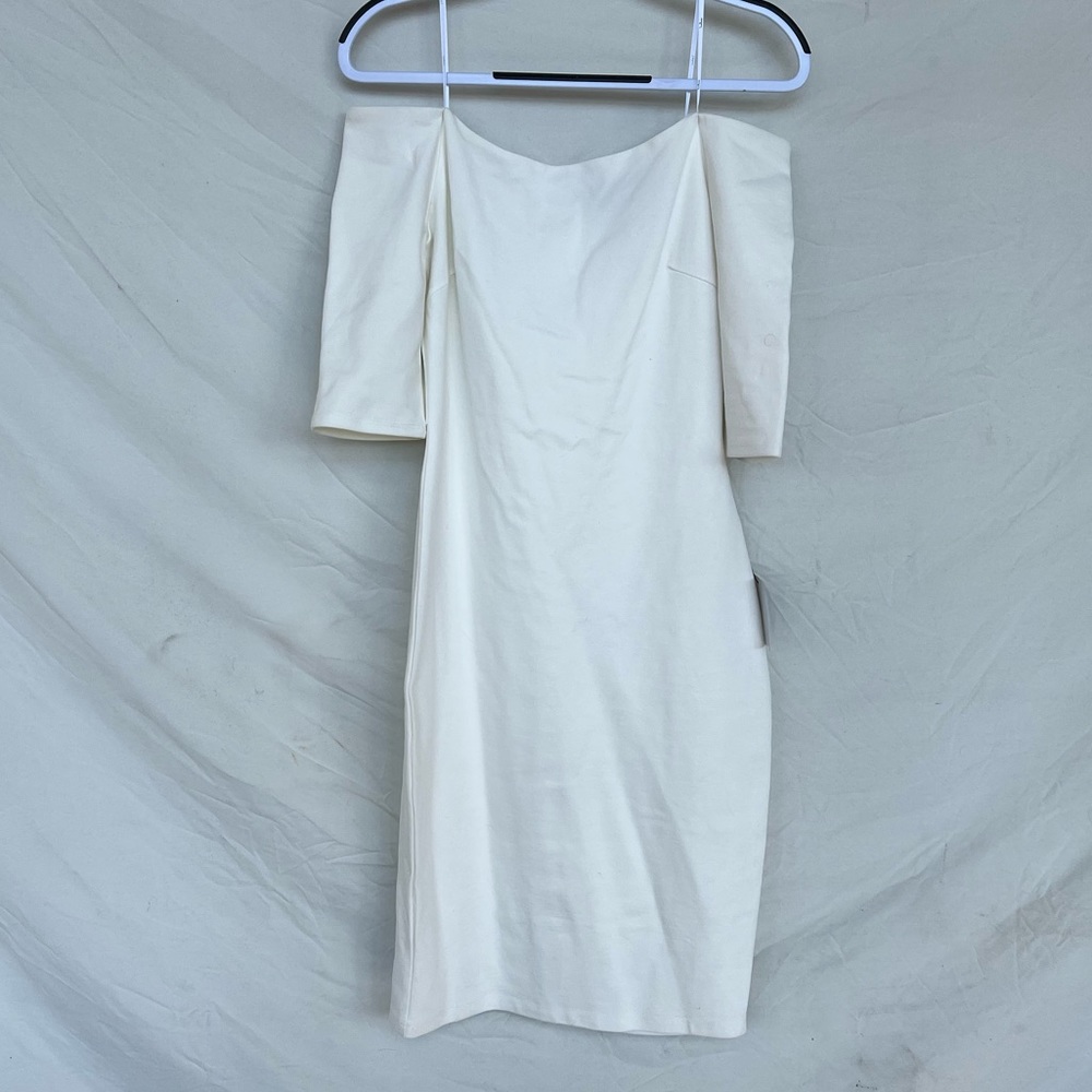 Lulus white drape sleeve bodycon dress